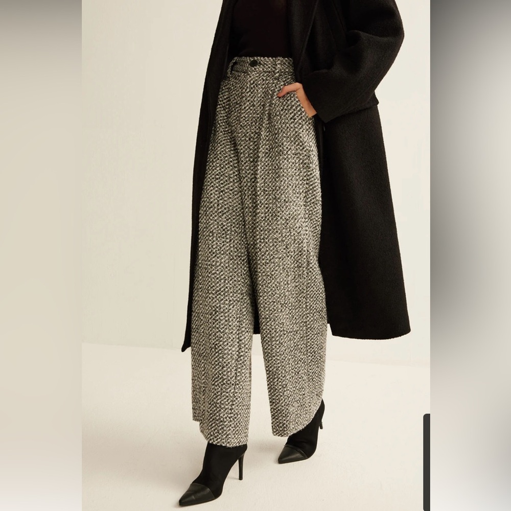 Wool-Blend Tweed Pants